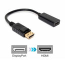 Adaptador Convertidor Display Port Dp a HDMI Dp Macho a HDMI Negro