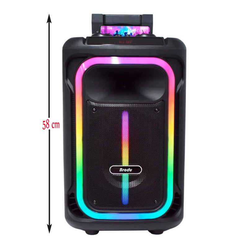 parlante  bluetooth de 12 pulgadas con soporte para celular, ruedas, agarradera y luces rgb / bts-1928