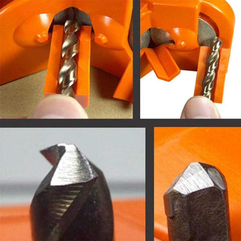 Afilador de Brocas, Afilador de Brocas Portátil con 4 Ruedas de Molienda, Afilador de Brocas Multiusos, Adecuado para Todas las Brocas 5/64''-5/8'', Herramientas de Afilado Naranja
