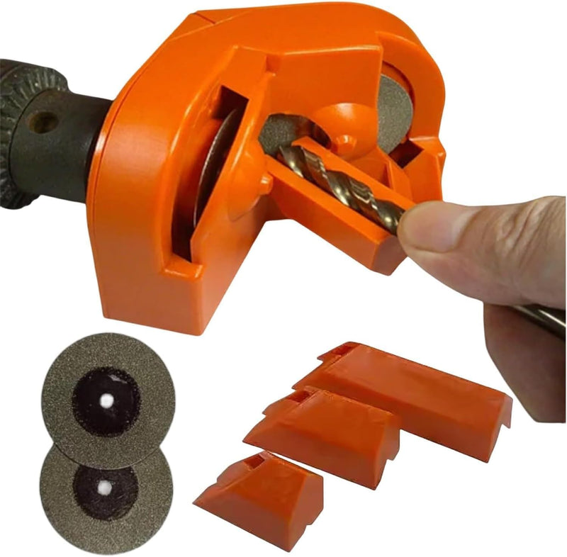 Afilador de Brocas, Afilador de Brocas Portátil con 4 Ruedas de Molienda, Afilador de Brocas Multiusos, Adecuado para Todas las Brocas 5/64''-5/8'', Herramientas de Afilado Naranja