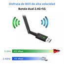 Adaptador USB SEISA 4515AC – WiFi Doble Banda 2.4G/5.8G + Bluetooth 4.2 con Antena 360°