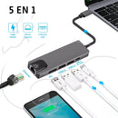 Adaptador 5 En 1 Usb-c A Hdmi/rj45/usb, Ultra Fast