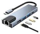 Adaptador 5 En 1 Usb-c A Hdmi/rj45/usb, Ultra Fast