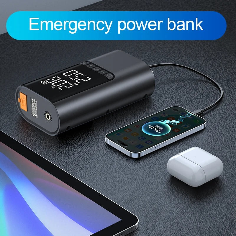 arrancandor, compresor de aire,cargadorportatil y linterna de emergencia para vehiculo, moto