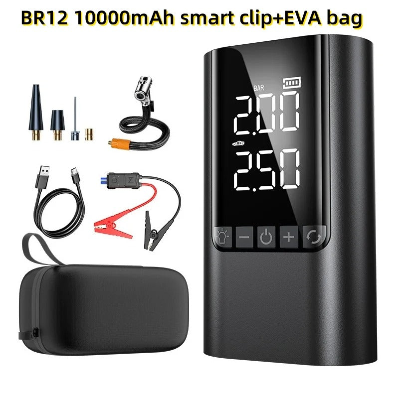 arrancandor, compresor de aire,cargadorportatil y linterna de emergencia para vehiculo, moto